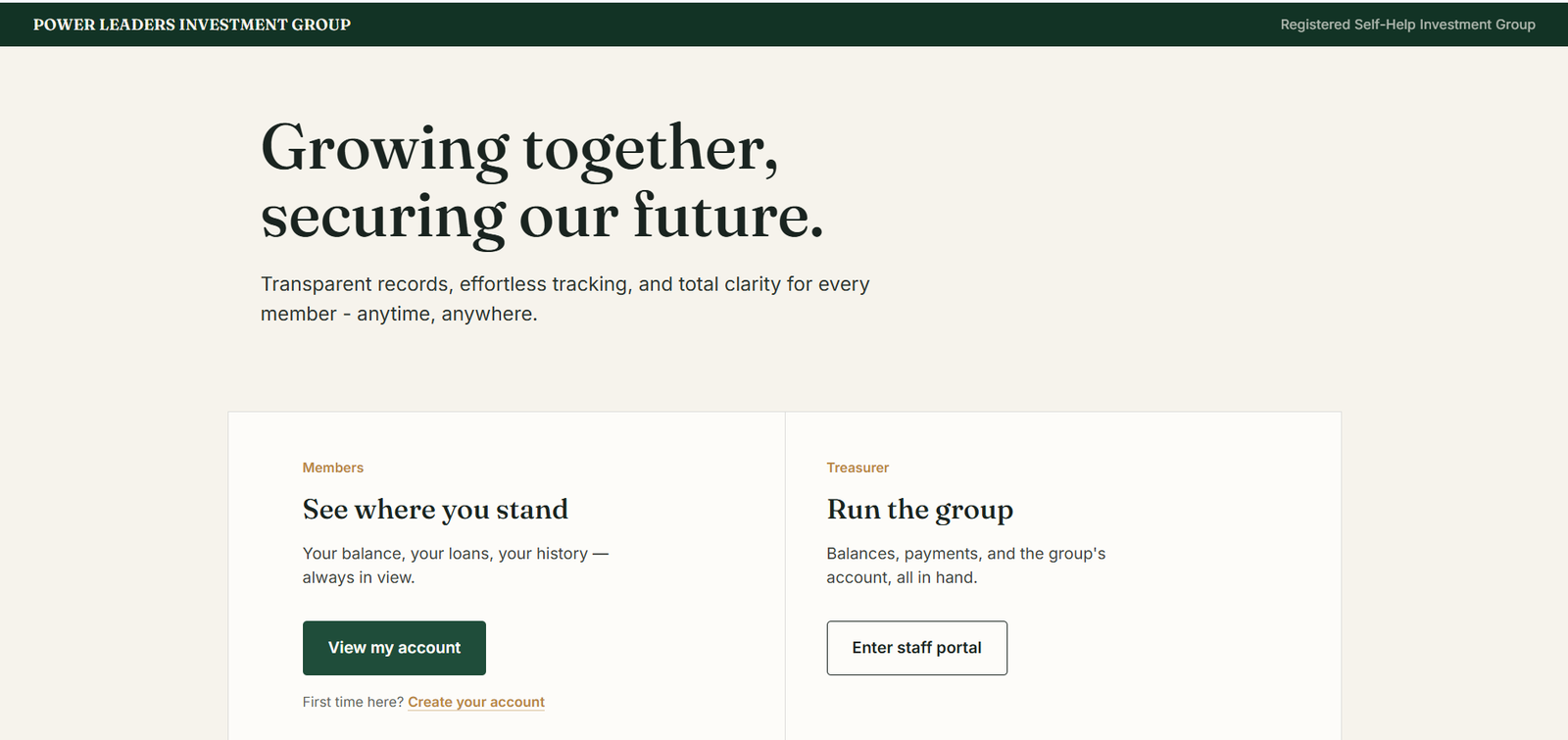 Power Leaders Investment Group web application